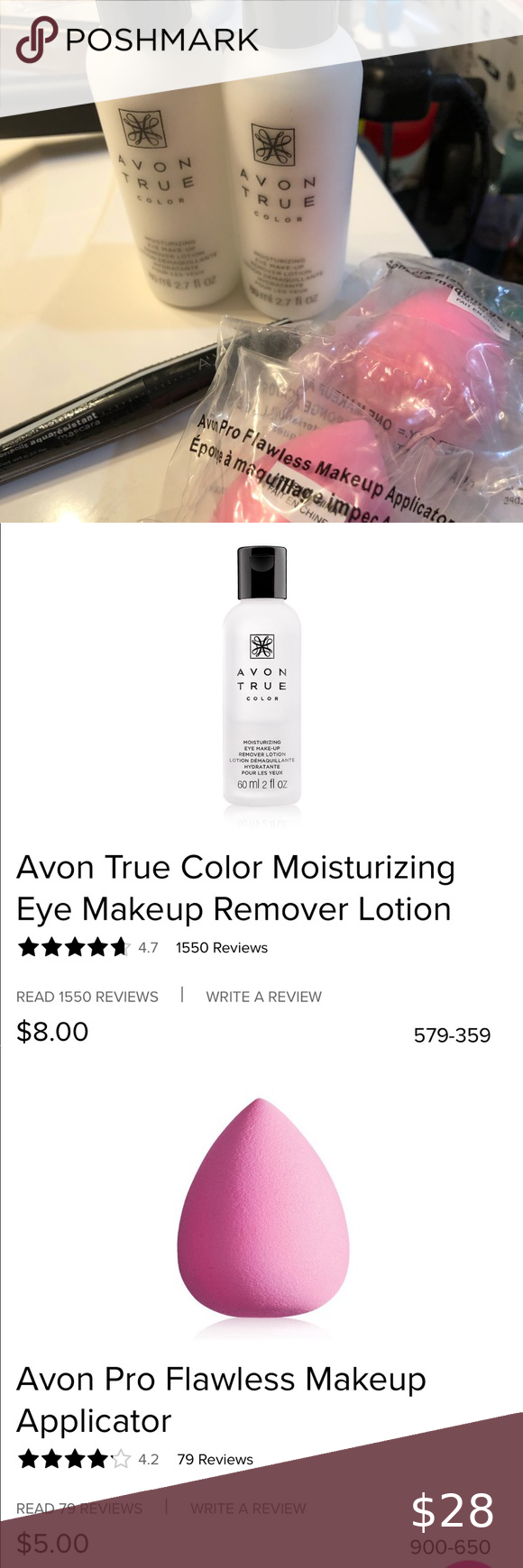 Lot of Avon Products 2x Eye Makeup Remover 2x Makeup Applicator Sponge 1x Waterproof…