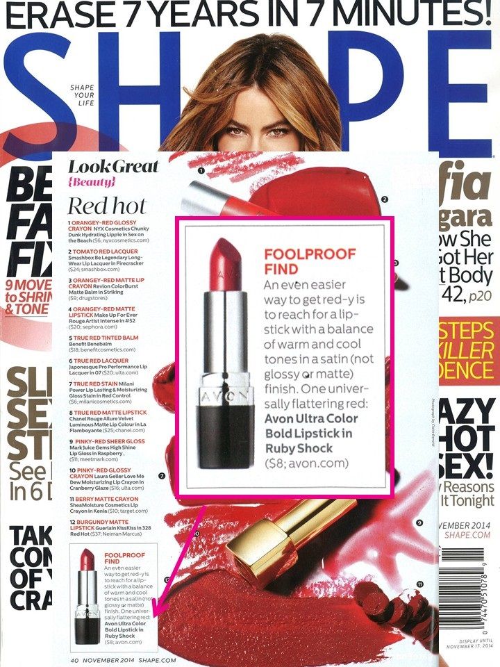 Our Ultra Color Bold Lipstick in Ruby Shock was featured in SHAPE magazine’s red…