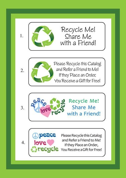 RECYCLE LABELS for Home Party Catalogs, Brochures, Avon, Scentsy, Mary Kay, Thirty-One, Tupperware – Design 2