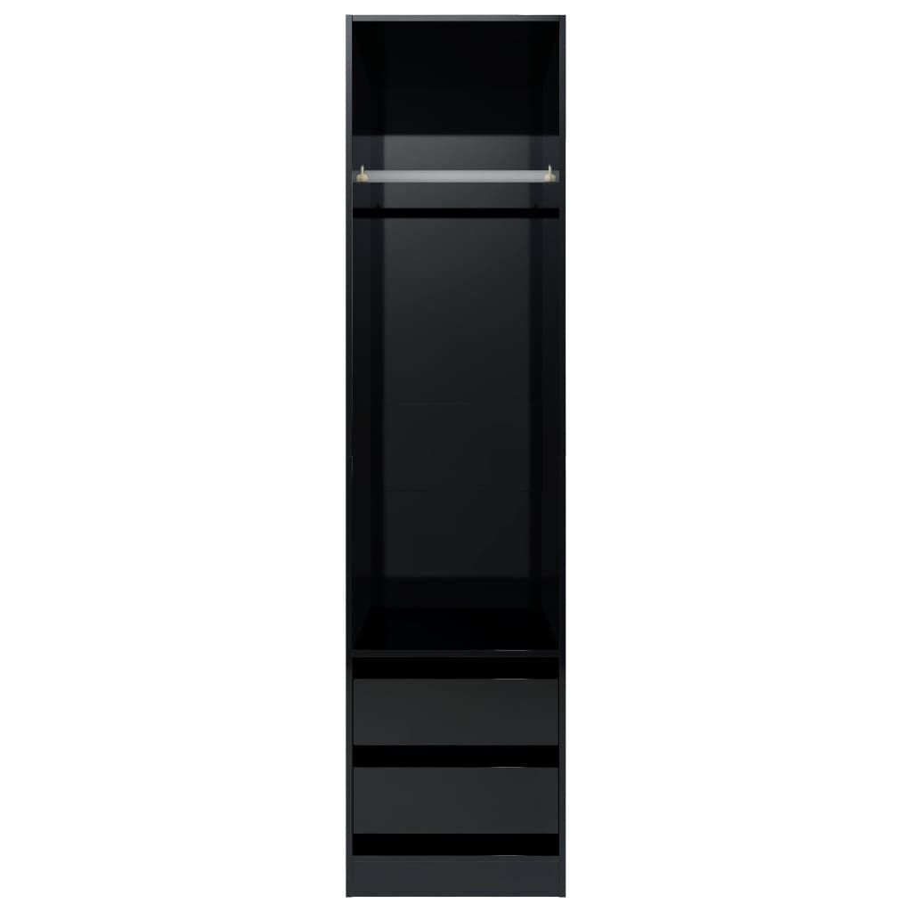 ZNTS Wardrobe with Drawers High Gloss Black 50x50x200 cm Chipboard 800619