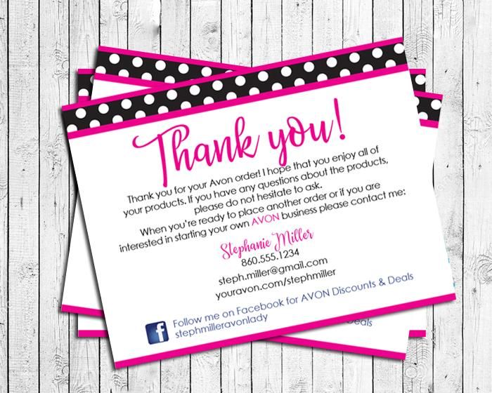 AVON Representative THANK YOU Note CARDS, Digital Printable, Personalized