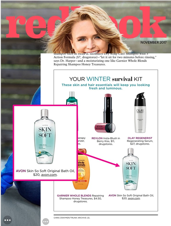 Redbook Magazine featured Avon Skin So Soft Original Bath Oil in a roundup of…