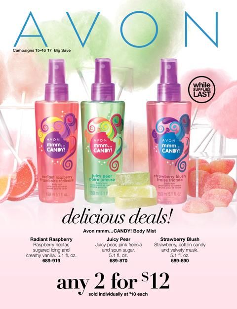 AVON Campaigns 15-16 ’17 Delicious Deals While Supplies Last! Candy! Body Mist #savings, #fragrance,…